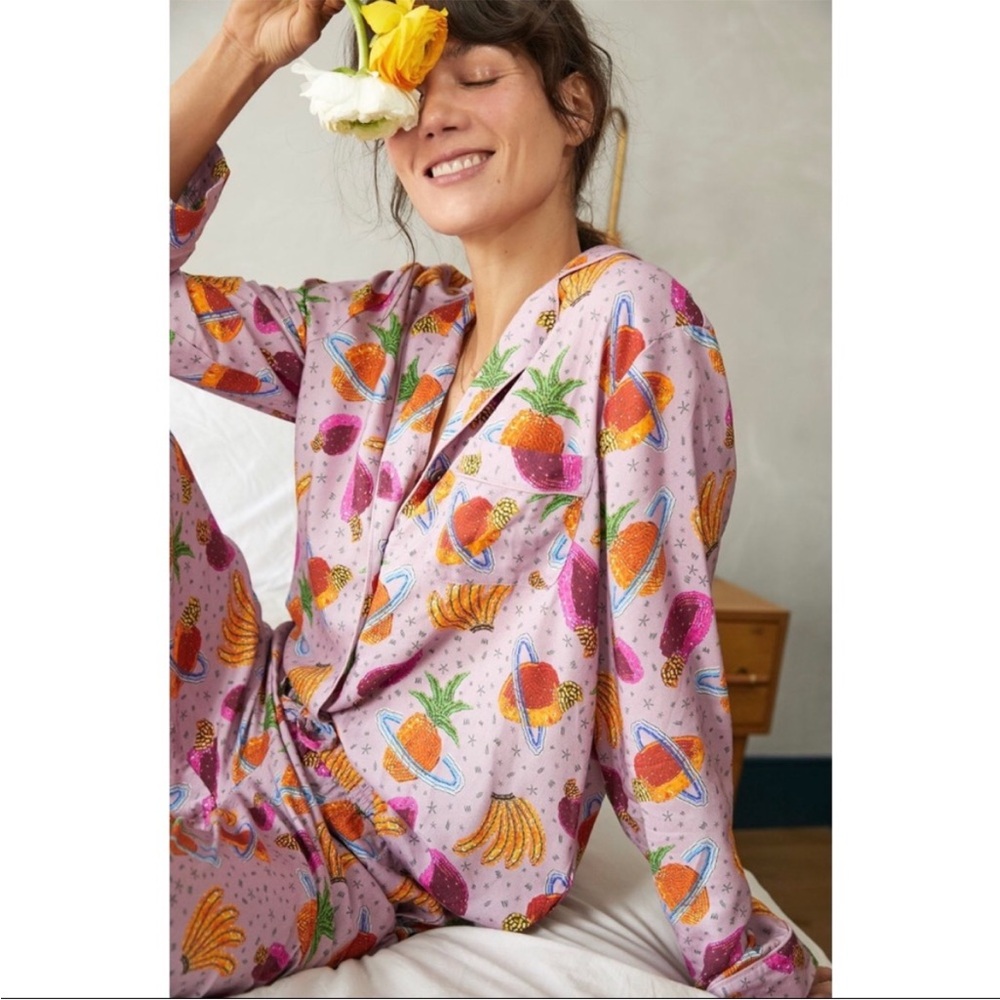FARM Rio Anthropologie Space Fruit Basket‎ Pajamas Top Only Size XS maximalism